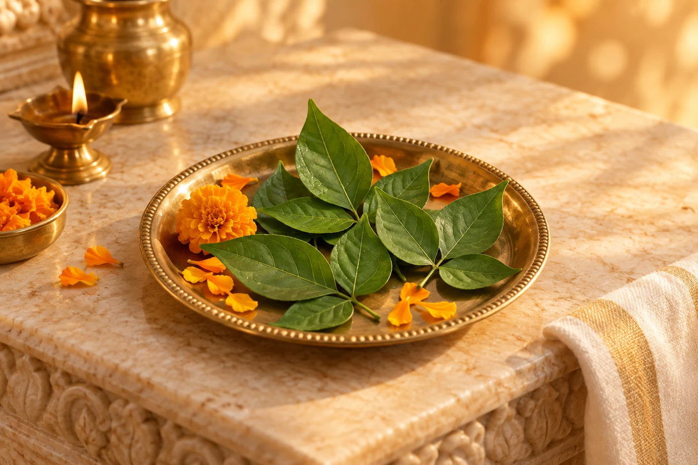 Illustrative Bilva Patra Archana devotional artwork